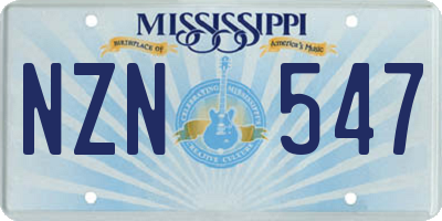 MS license plate NZN547