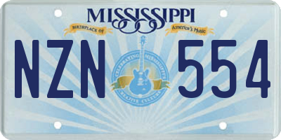 MS license plate NZN554