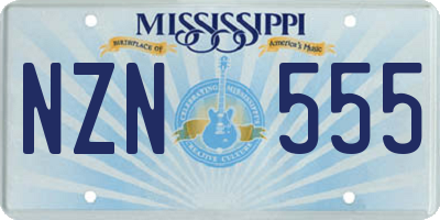 MS license plate NZN555
