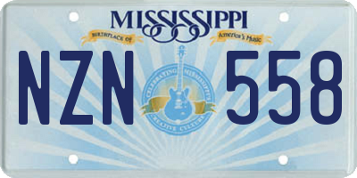 MS license plate NZN558