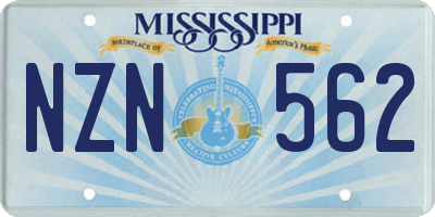 MS license plate NZN562