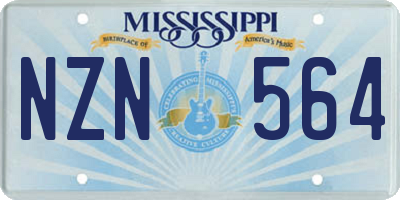 MS license plate NZN564