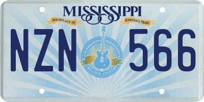 MS license plate NZN566