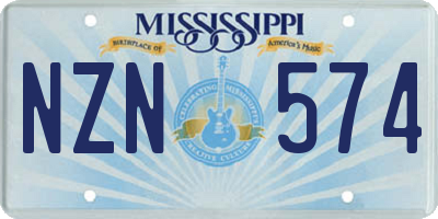MS license plate NZN574