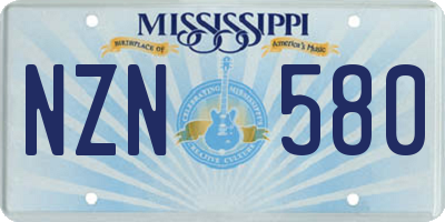 MS license plate NZN580