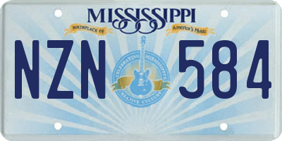MS license plate NZN584