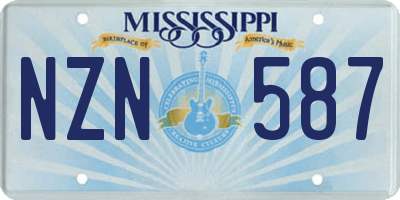 MS license plate NZN587
