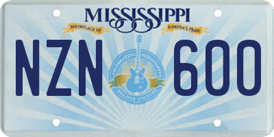 MS license plate NZN600