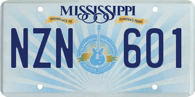 MS license plate NZN601