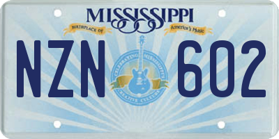 MS license plate NZN602