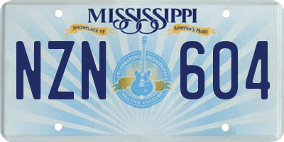 MS license plate NZN604