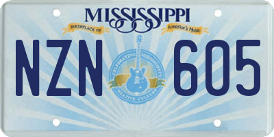 MS license plate NZN605