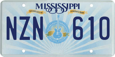 MS license plate NZN610