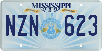 MS license plate NZN623