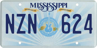 MS license plate NZN624