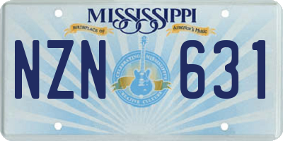 MS license plate NZN631
