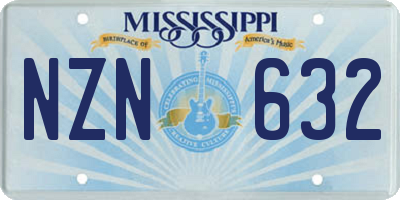 MS license plate NZN632