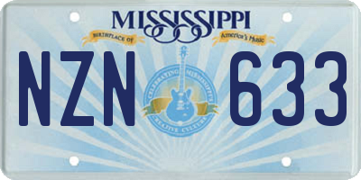 MS license plate NZN633