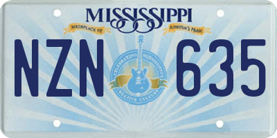 MS license plate NZN635