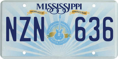 MS license plate NZN636