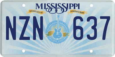 MS license plate NZN637