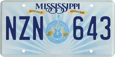 MS license plate NZN643