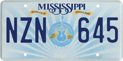 MS license plate NZN645