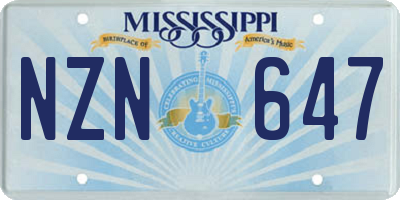 MS license plate NZN647