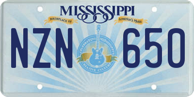MS license plate NZN650
