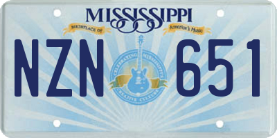 MS license plate NZN651