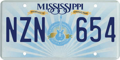 MS license plate NZN654