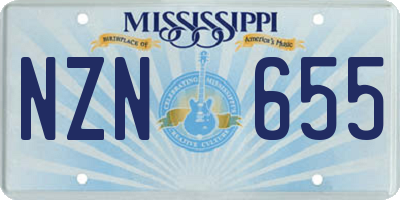 MS license plate NZN655