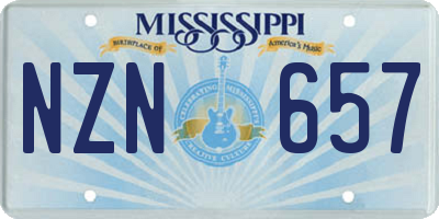 MS license plate NZN657