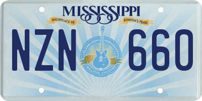 MS license plate NZN660