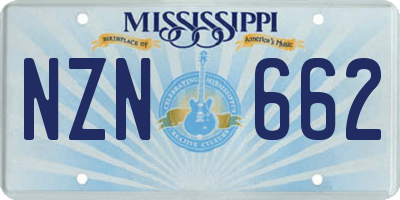 MS license plate NZN662