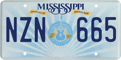 MS license plate NZN665