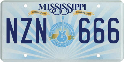 MS license plate NZN666