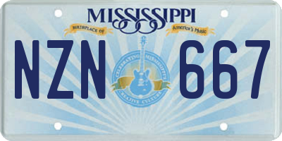 MS license plate NZN667