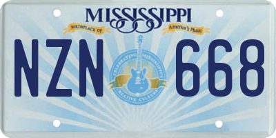 MS license plate NZN668
