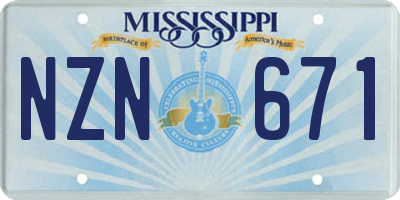 MS license plate NZN671