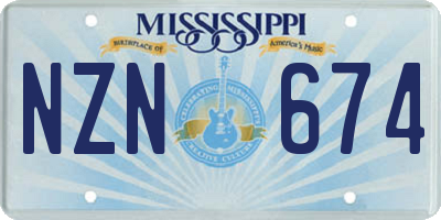 MS license plate NZN674
