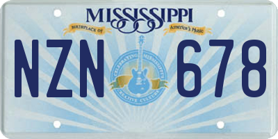 MS license plate NZN678