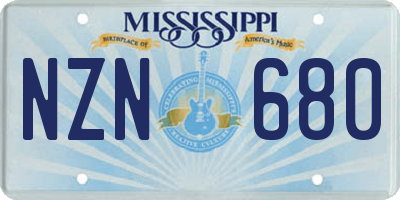 MS license plate NZN680