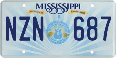 MS license plate NZN687