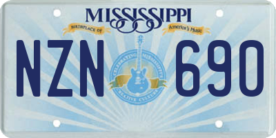 MS license plate NZN690