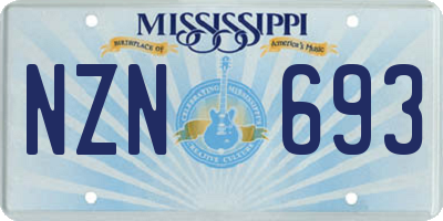 MS license plate NZN693