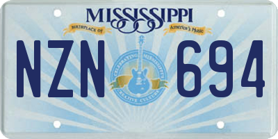 MS license plate NZN694