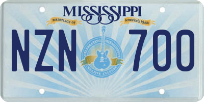 MS license plate NZN700