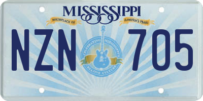 MS license plate NZN705