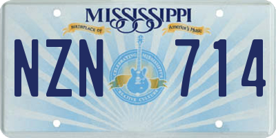 MS license plate NZN714